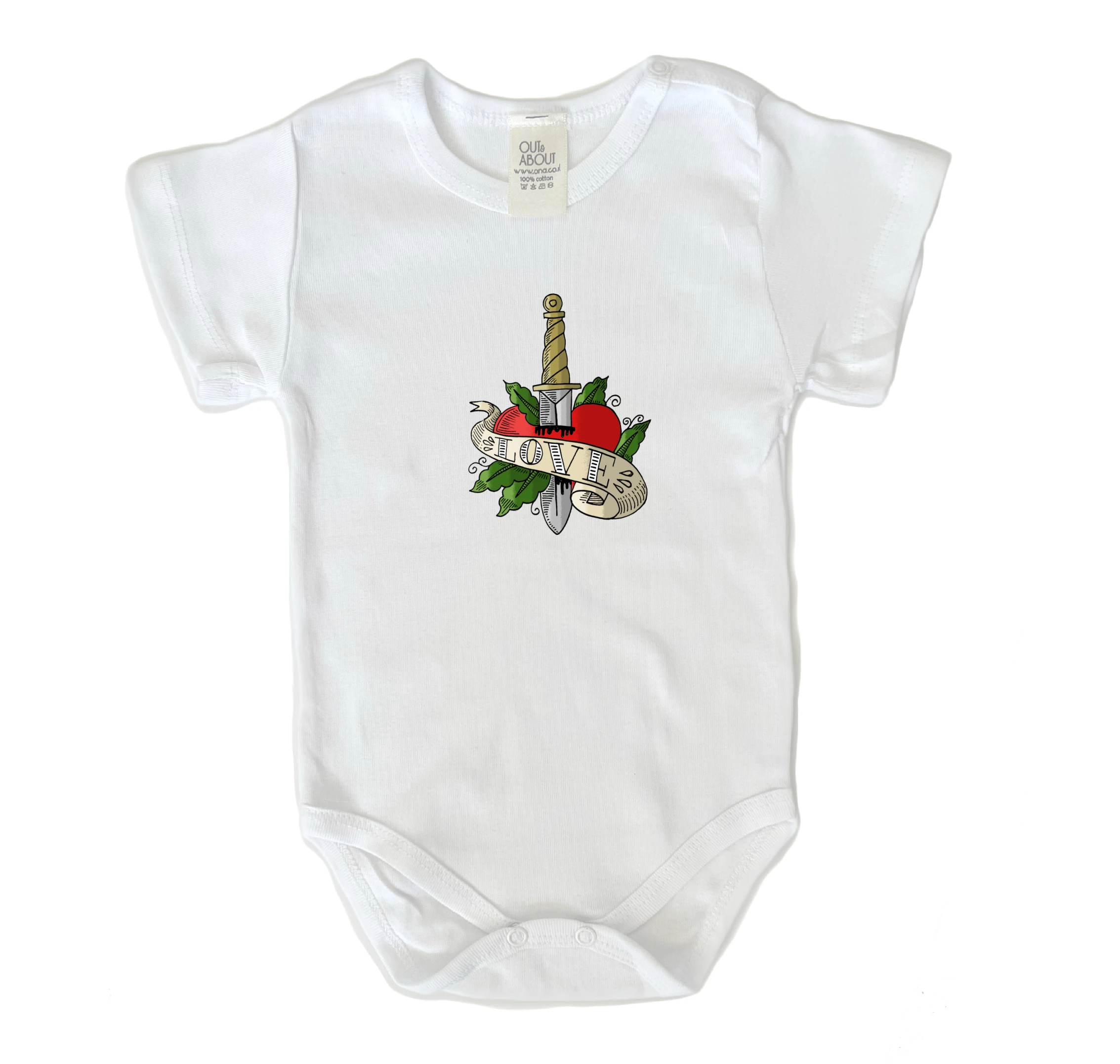 בגד גוף קעקוע לב וחרב בגד גוף קעקוע לב וחרב