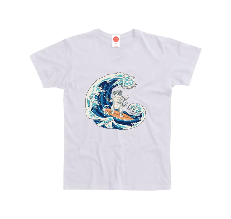 Basic Tee Cat Sushi Wave