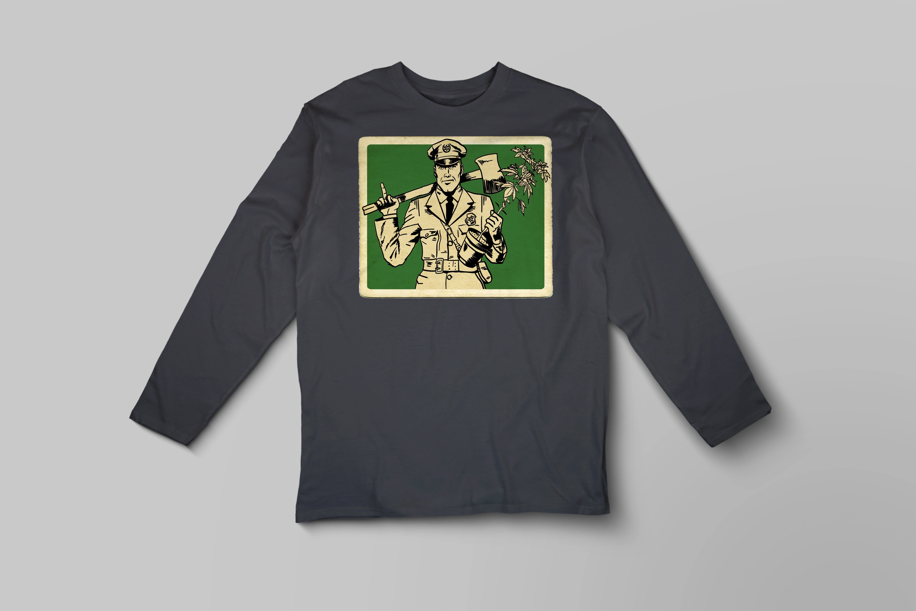 חולצה ארוכה שוטר ועציץ