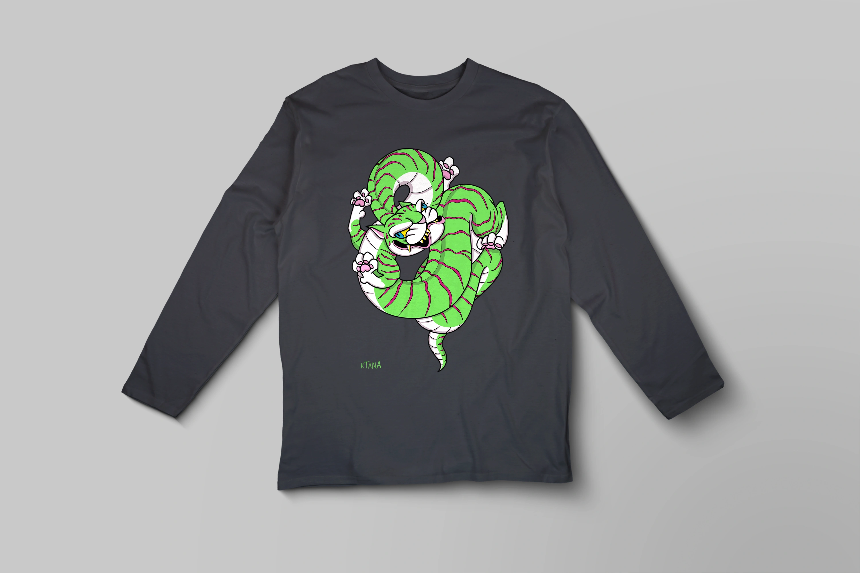 חולצה ארוכה Swirly green Tiger