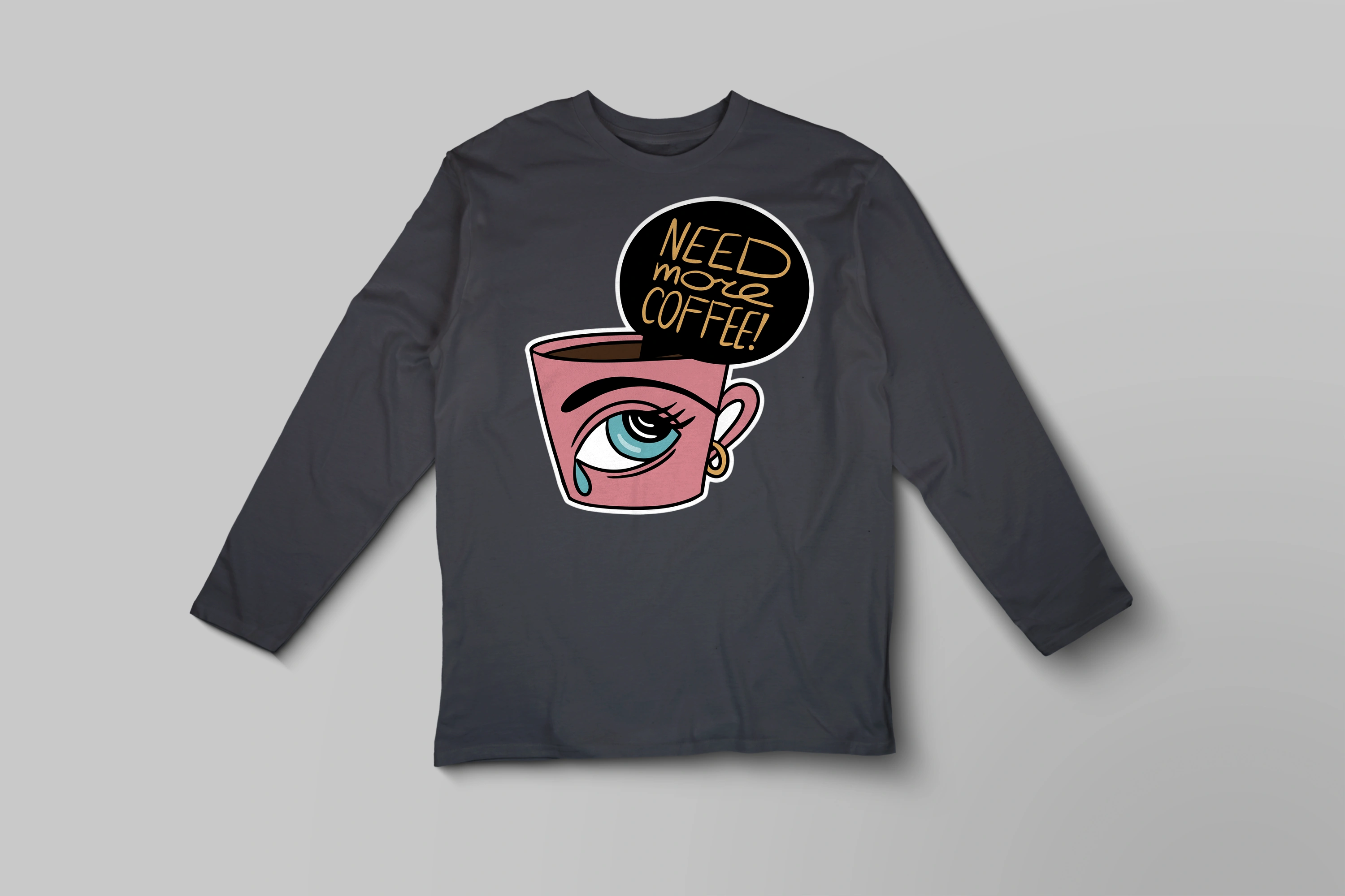 חולצה ארוכה need more coffee