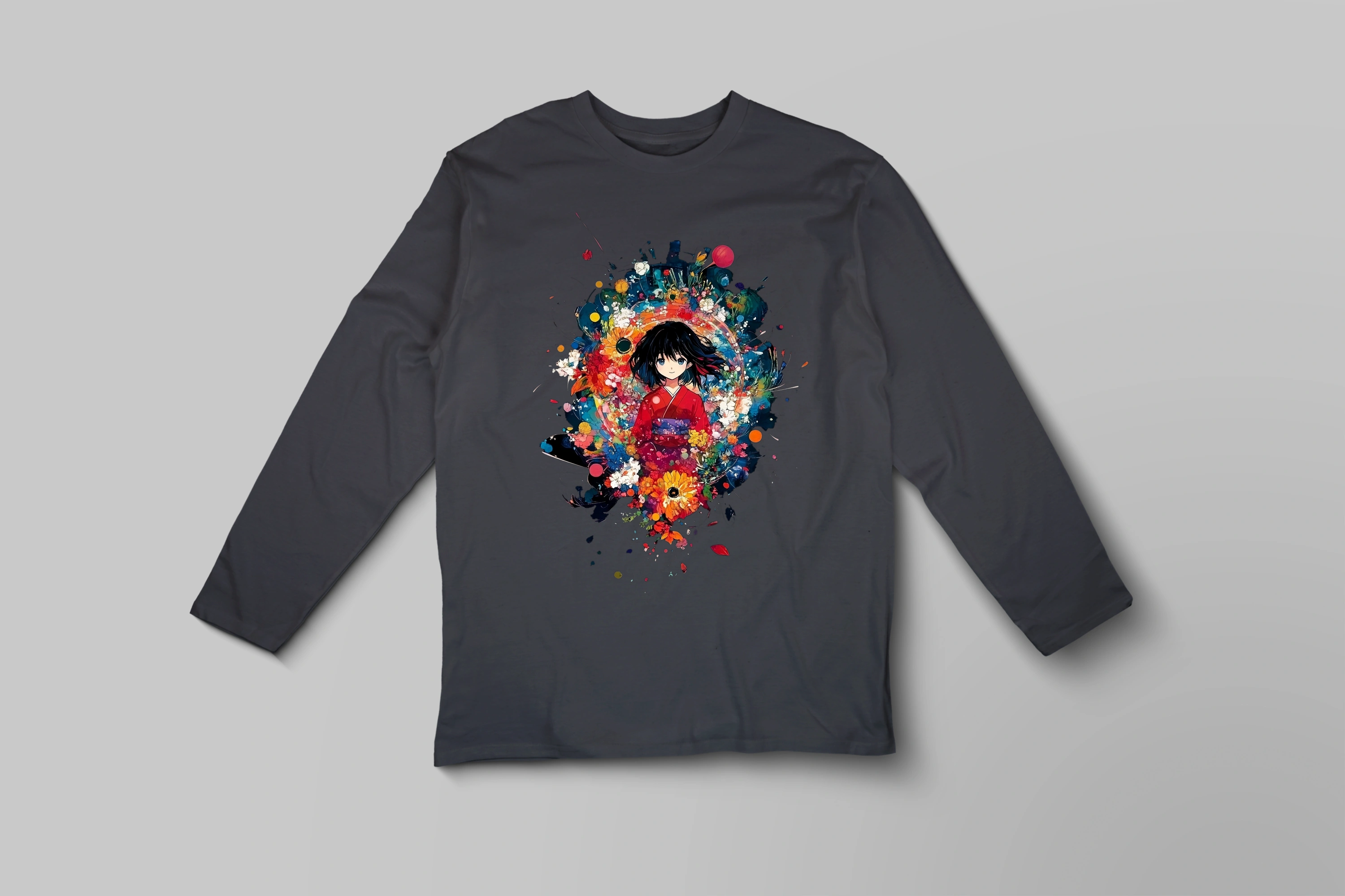 תצוגה חלופית של חולצה ארוכה ילדת פרחים אנימה