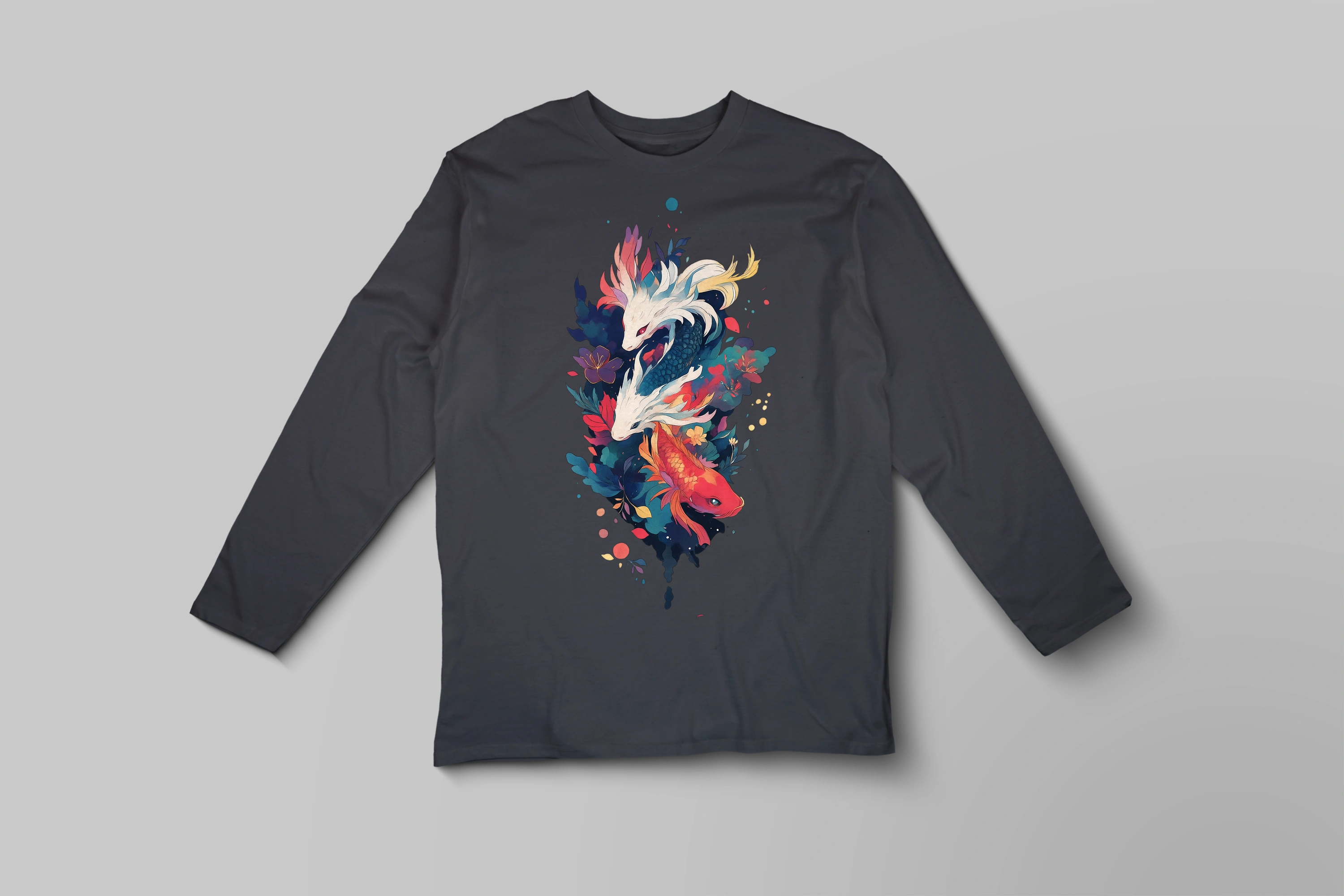 תצוגה חלופית של חולצה ארוכה אנימה דגים ודרקונים