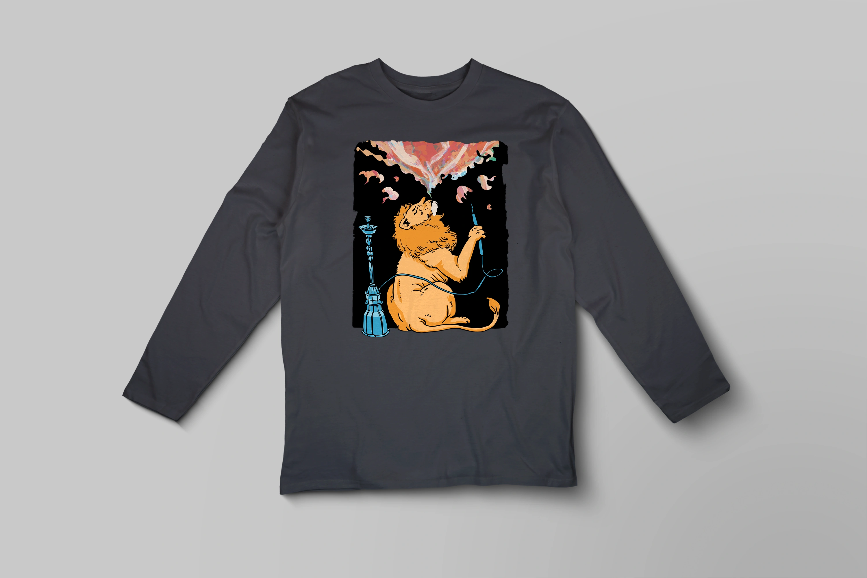 חולצה ארוכה אריה מעשן נרגילה