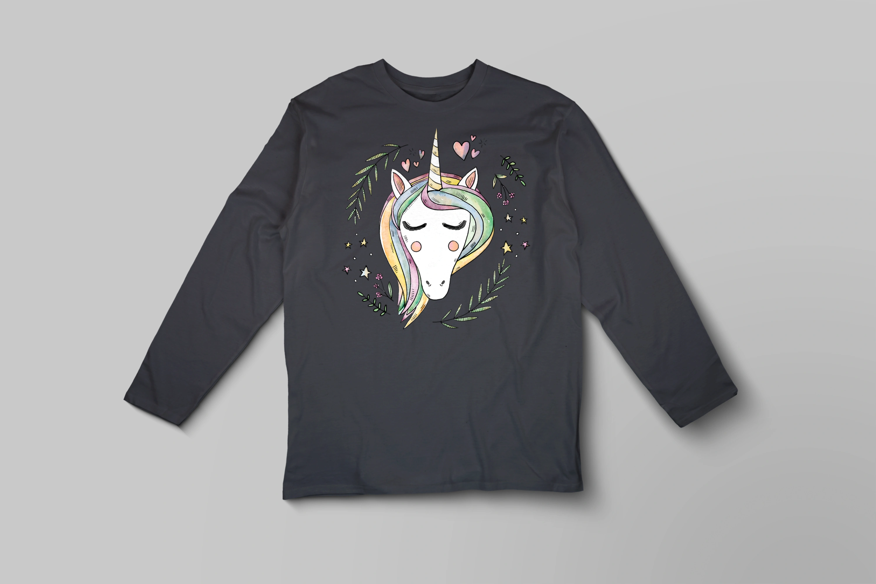 חולצה ארוכה חד קרן עלים