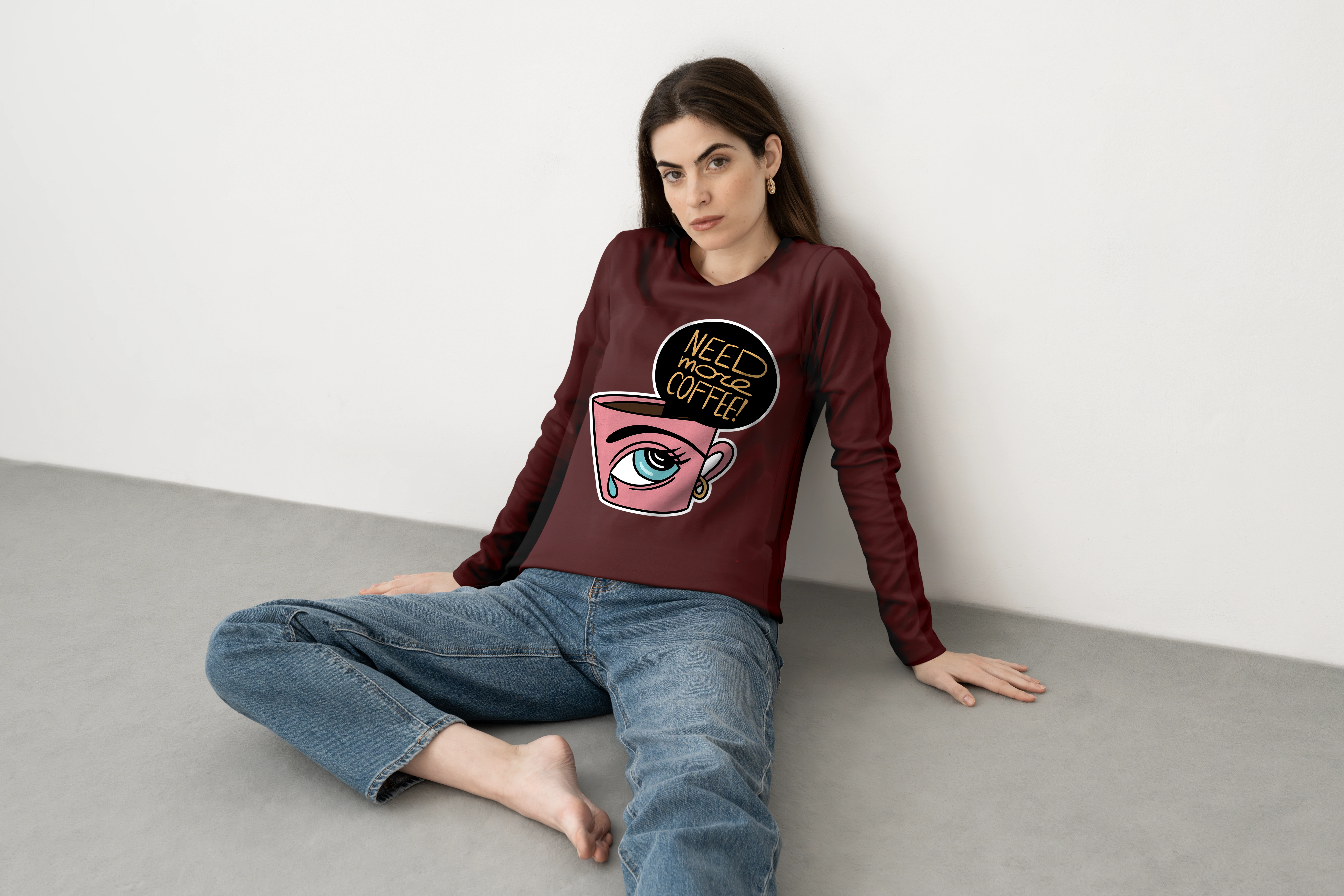 חולצה ארוכה need more coffee