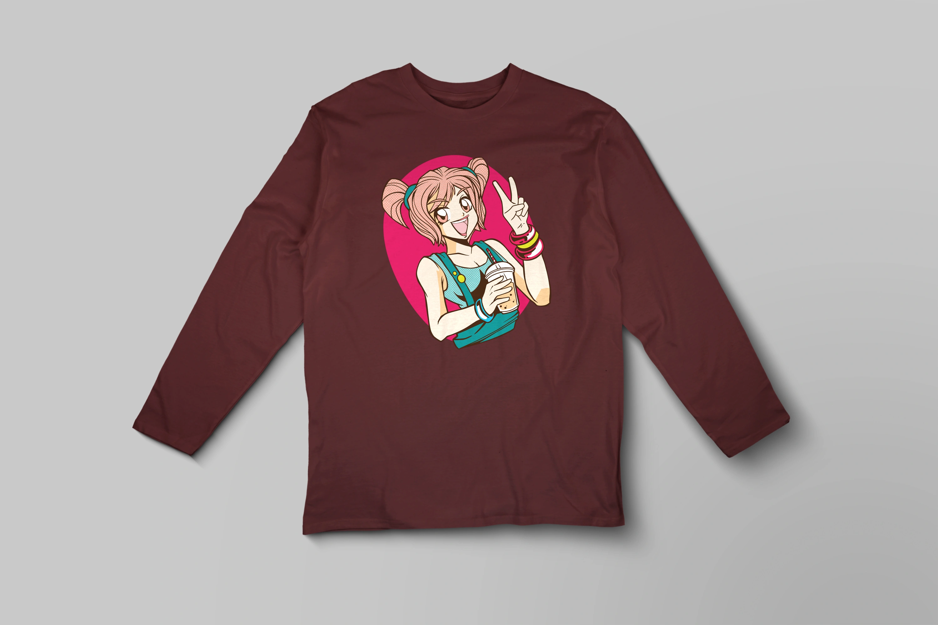 תצוגה חלופית של חולצה ארוכה אנימה תה