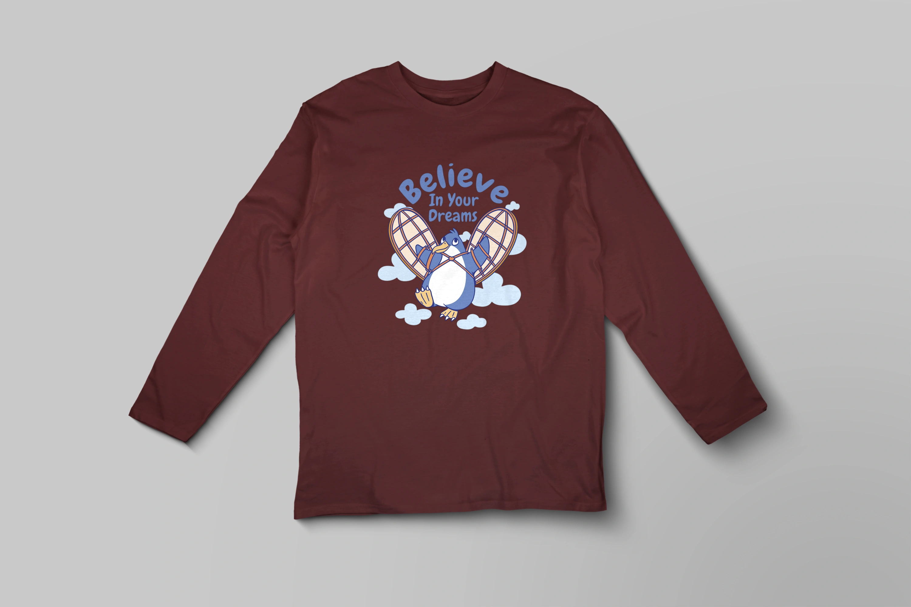 תצוגה חלופית של חולצה ארוכה פינגווין מאמין בחלומות