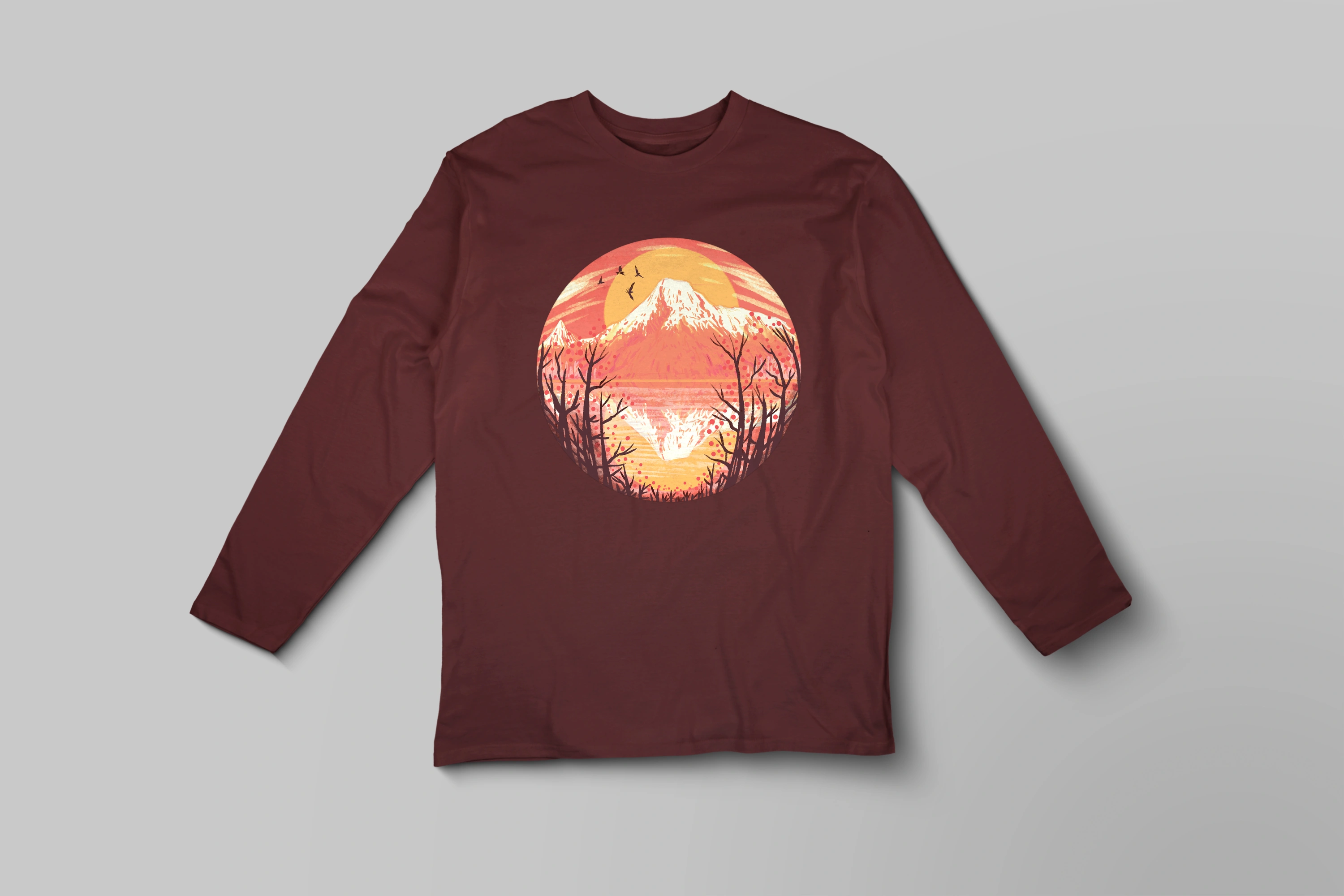 חולצה ארוכה שקיעה וולקנית