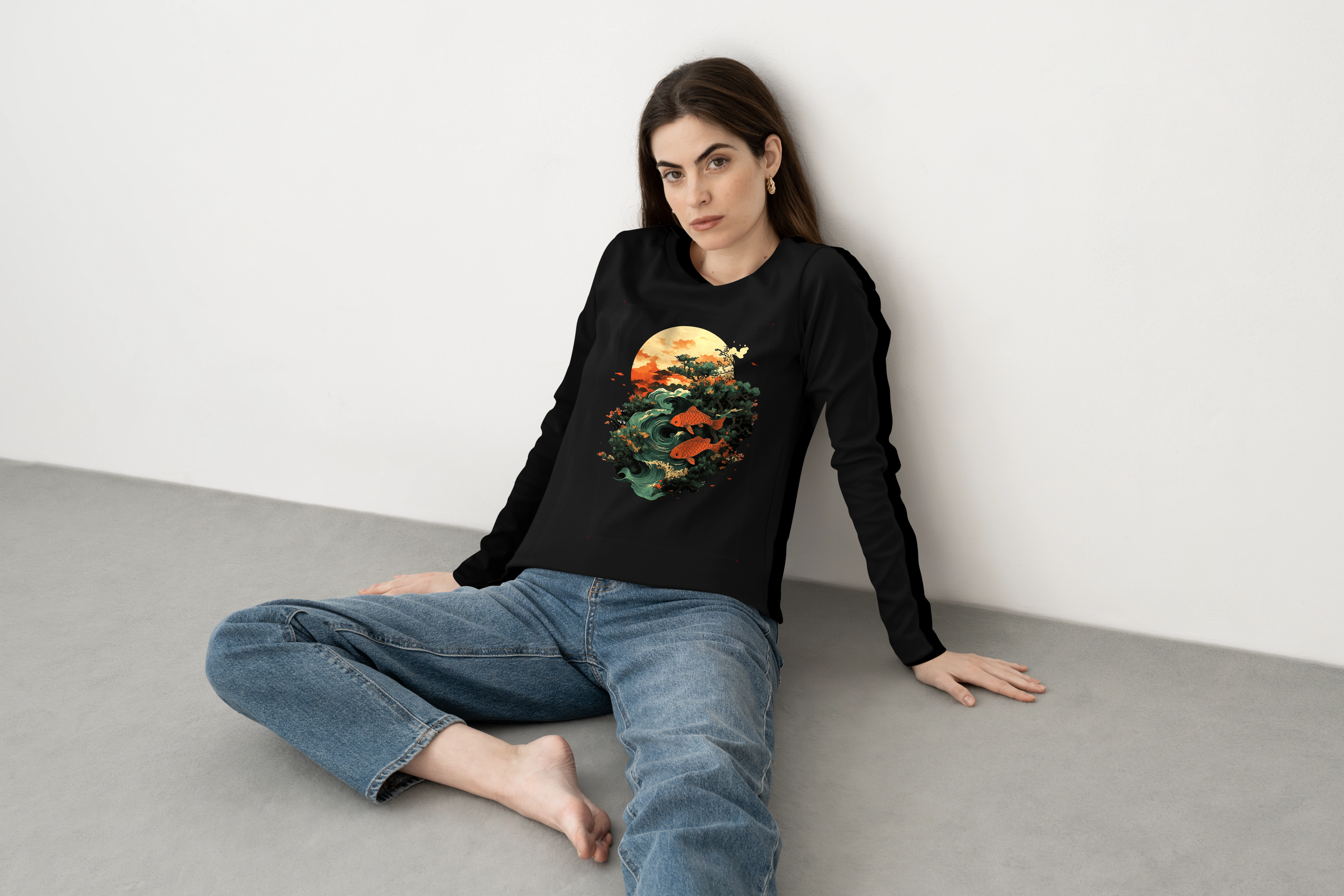 תצוגה חלופית של חולצה ארוכה אנימה דגים