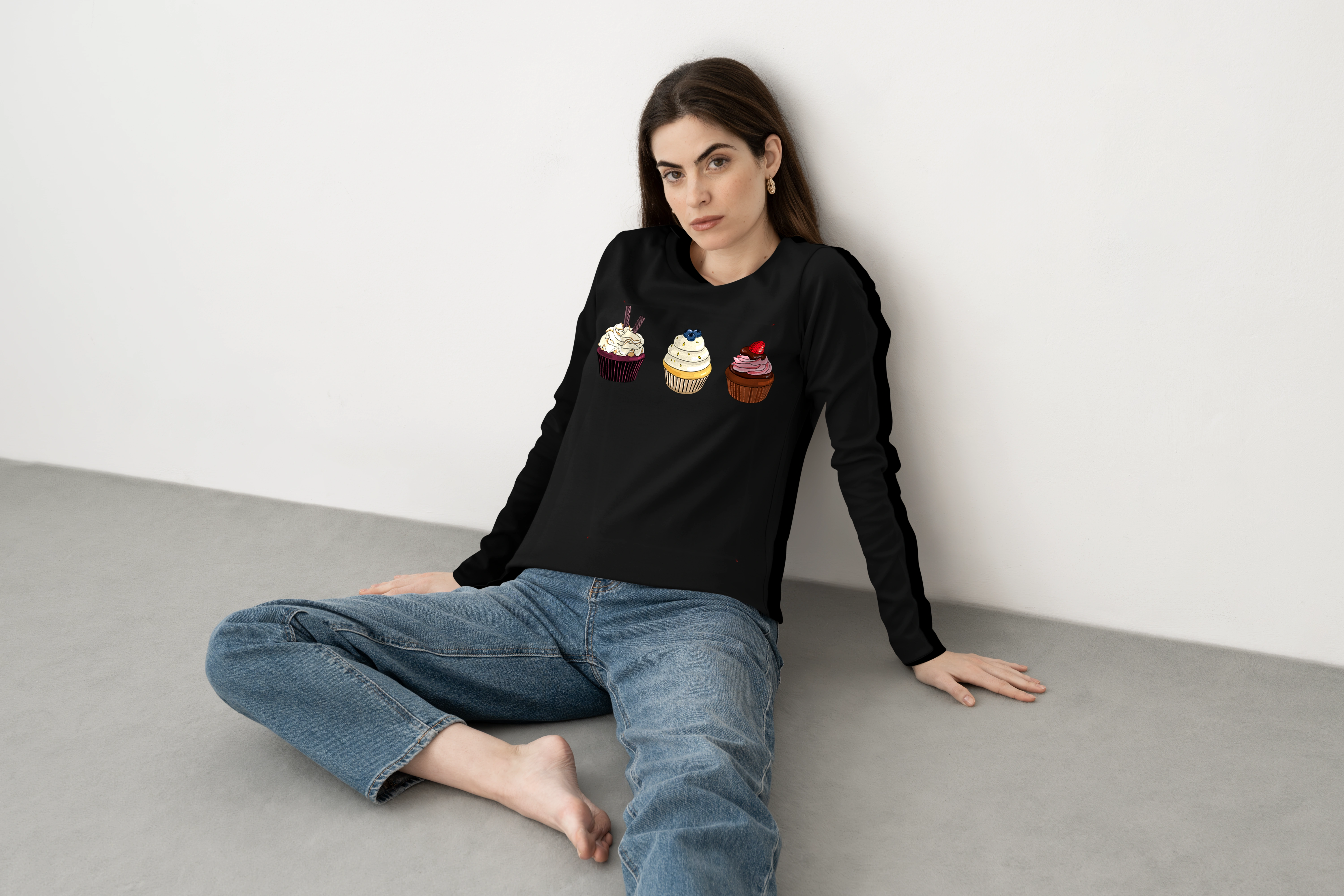 חולצה ארוכה שלישיית קאפ קייק