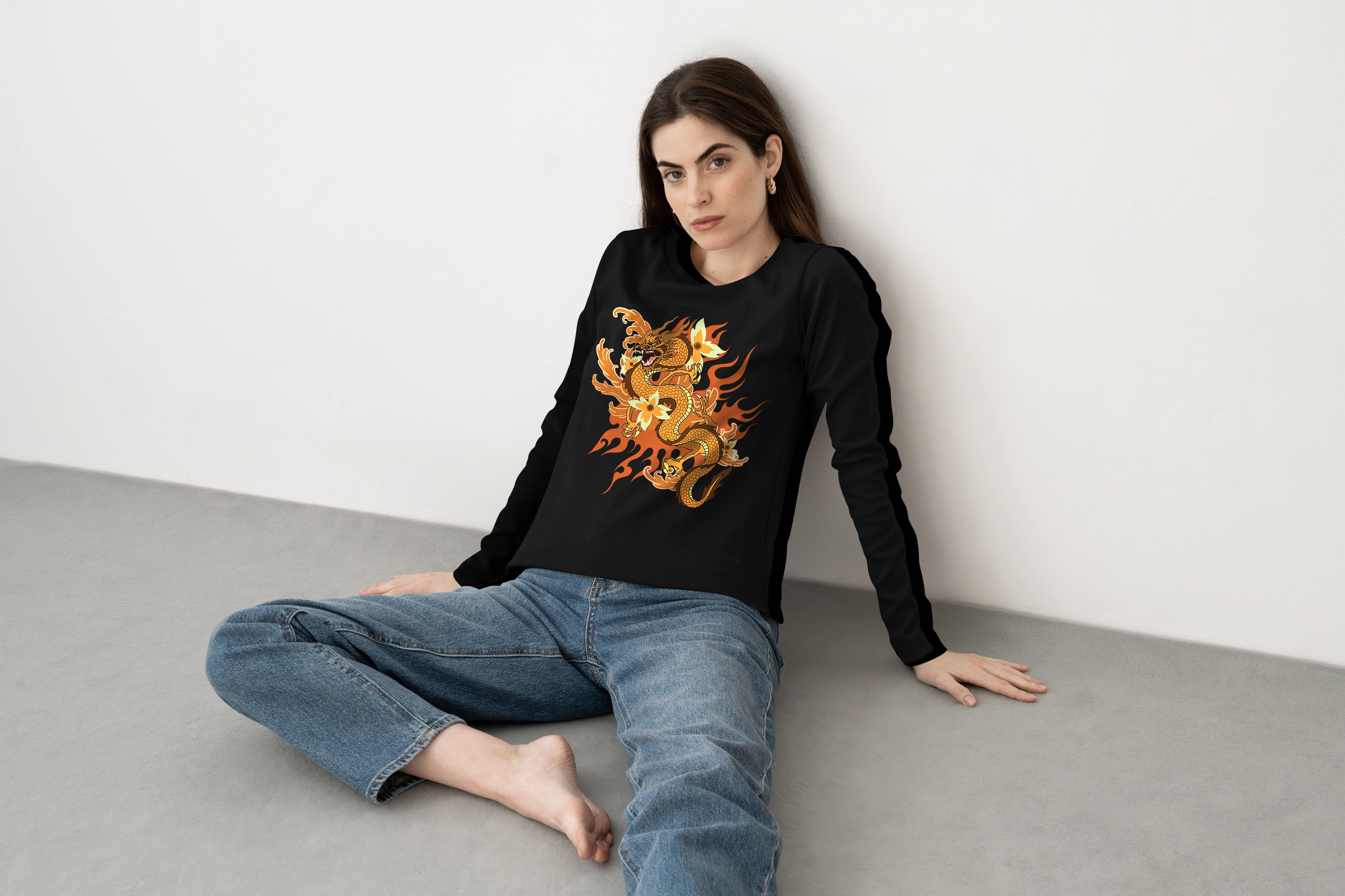 תצוגה חלופית של חולצה ארוכה נחש-דרקון