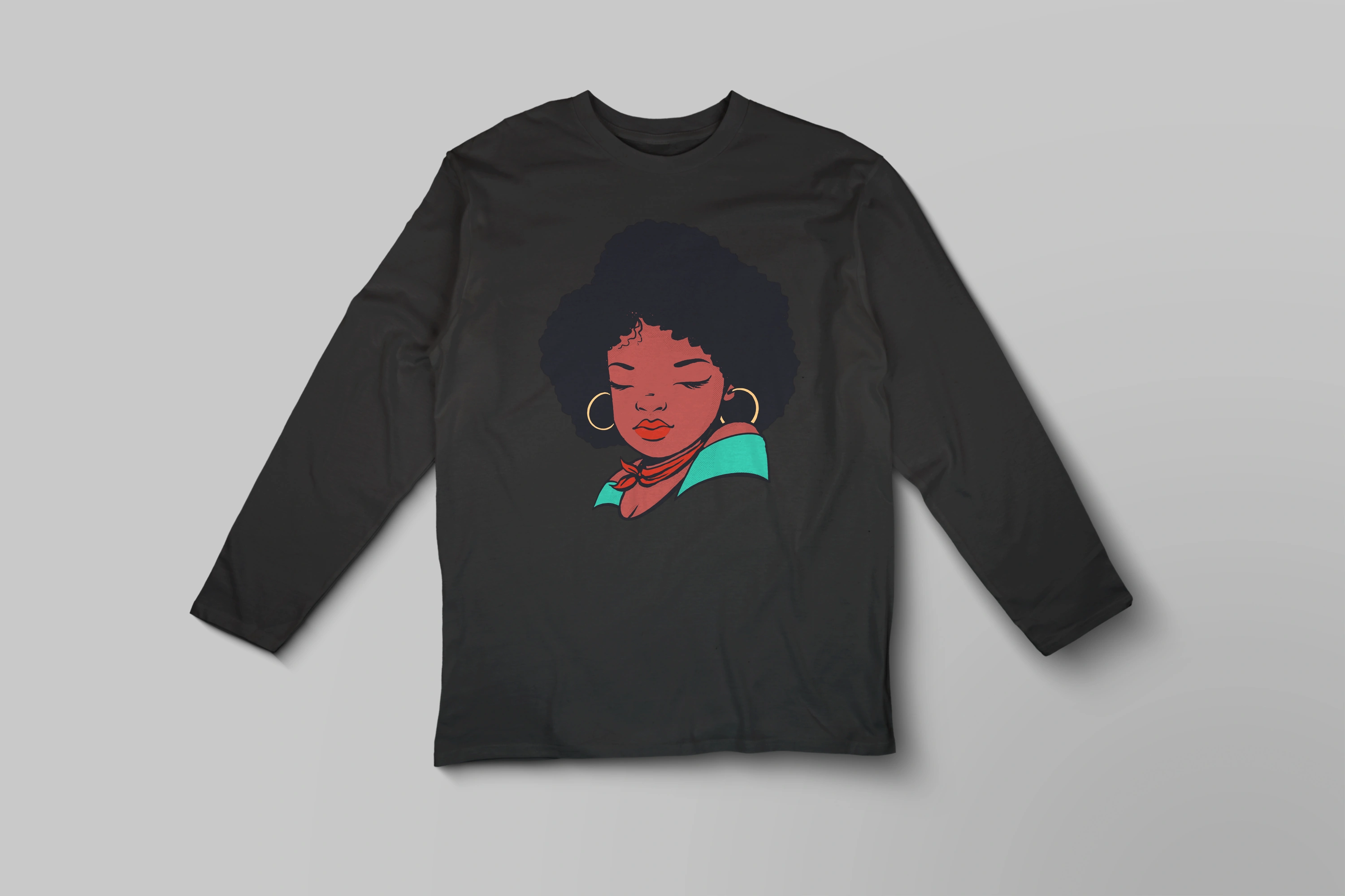 תצוגה חלופית של חולצה ארוכה אפריקן פופ ארט