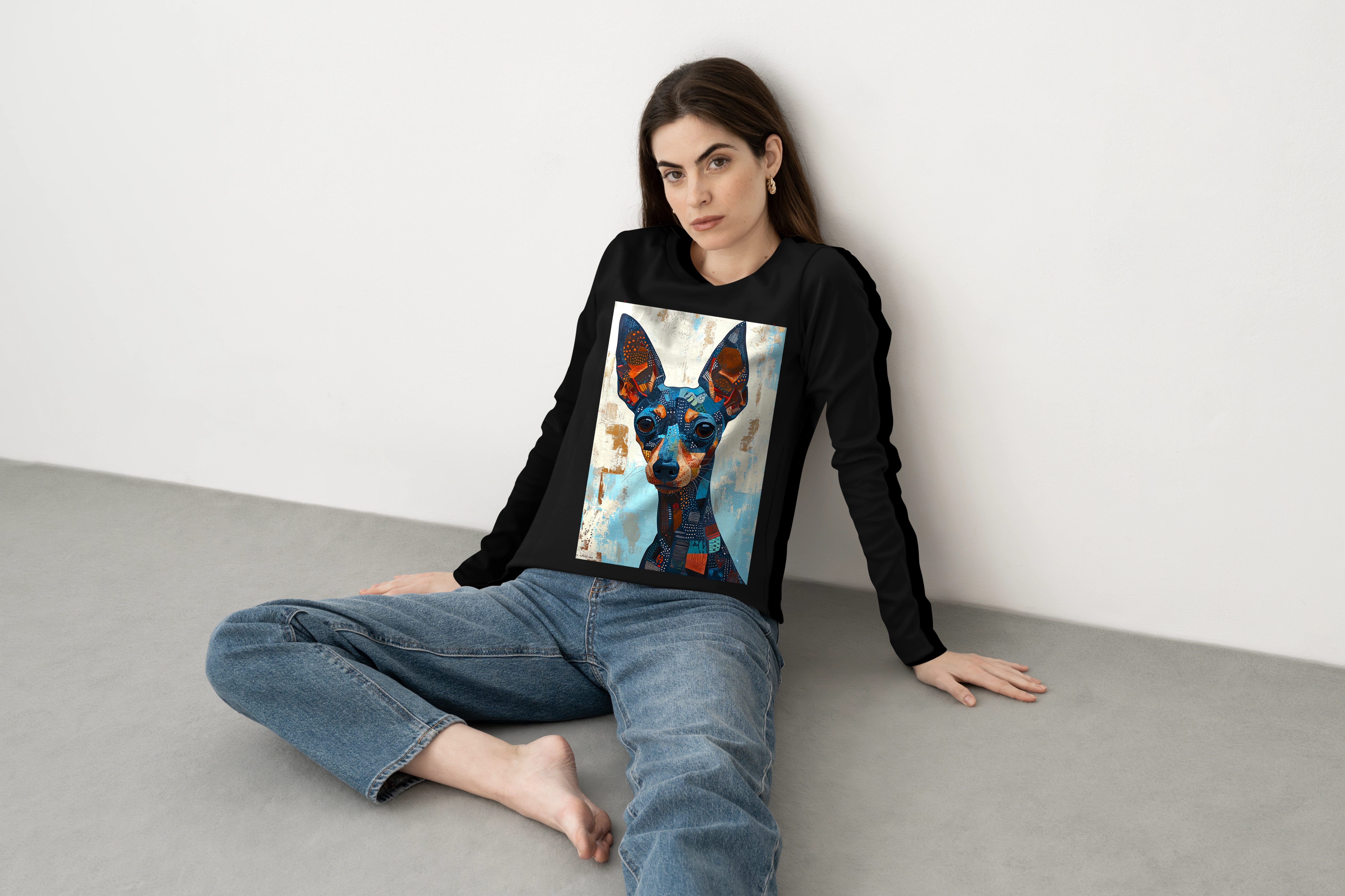 חולצה ארוכה dog painting