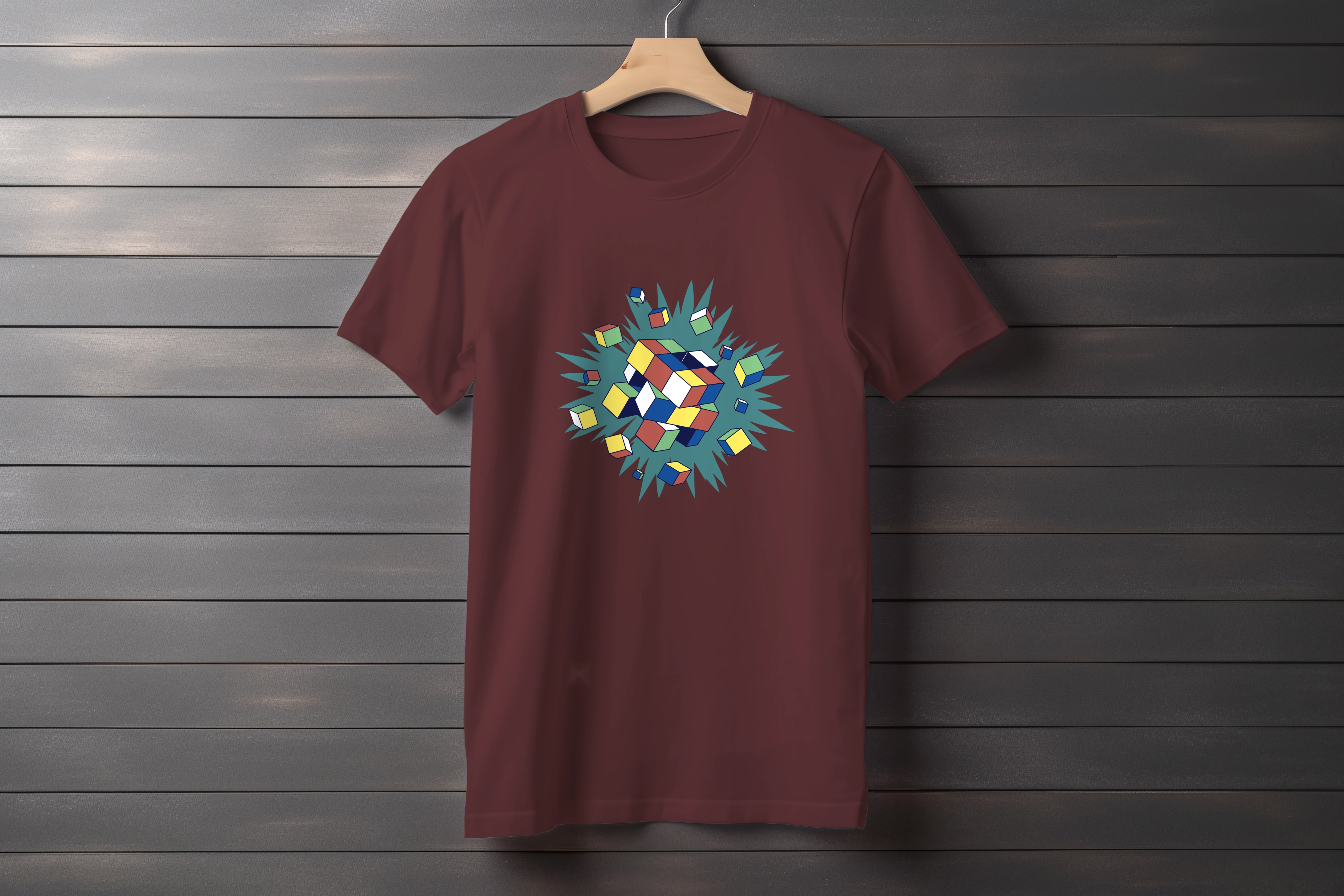 תצוגה חלופית של חולצה exploding rubik cube