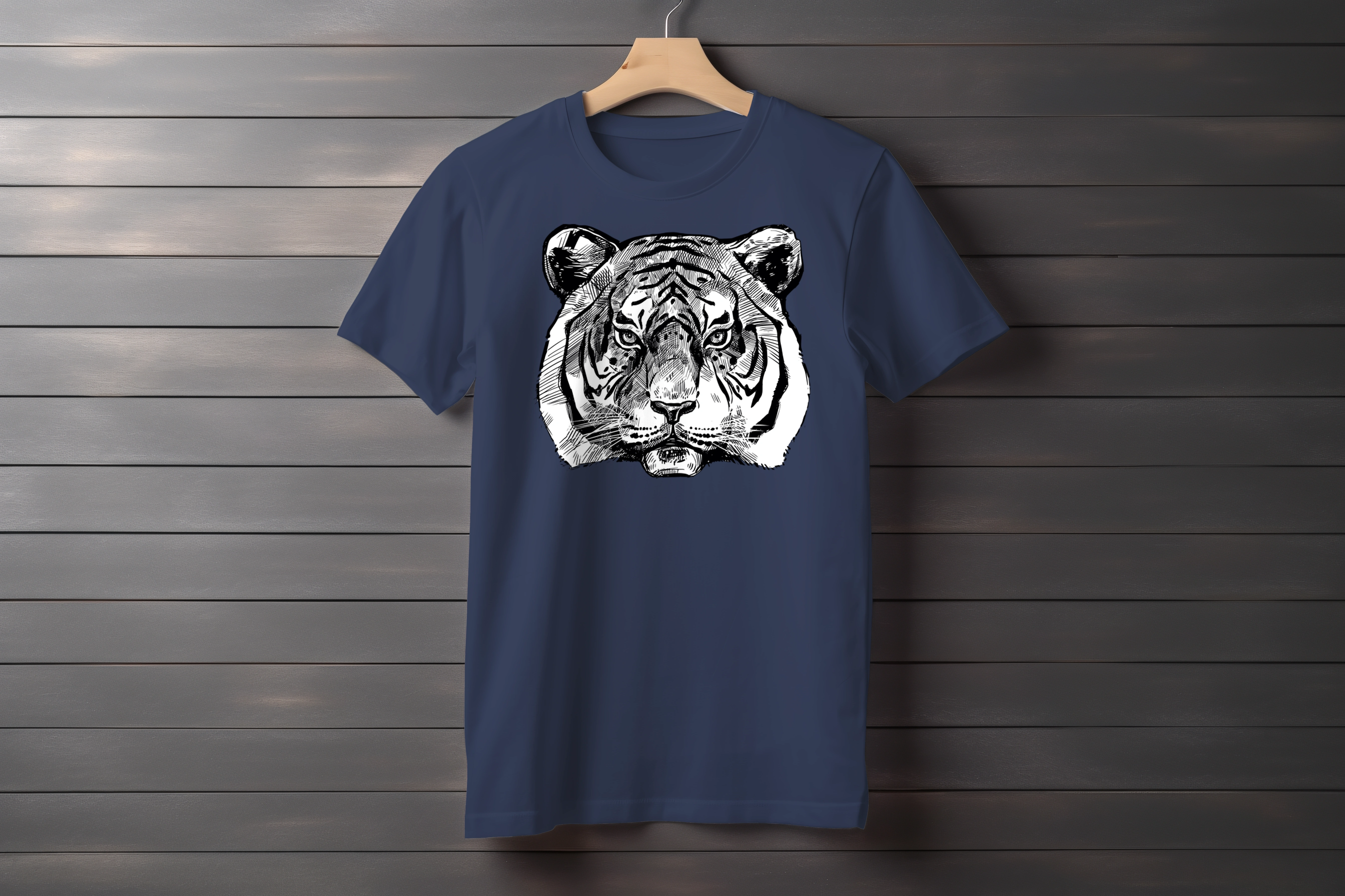 תצוגה חלופית של חולצה טיגריס שחור לבן