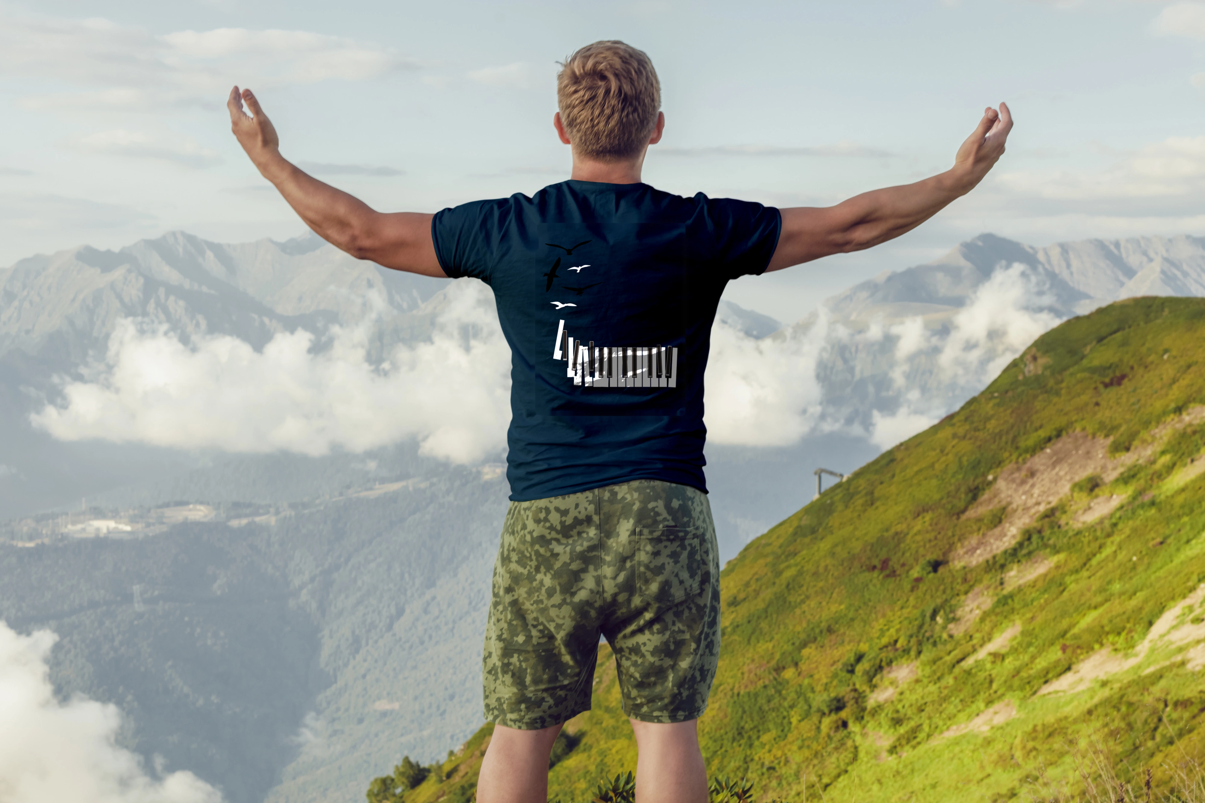 חולצה קלידים וציפורים