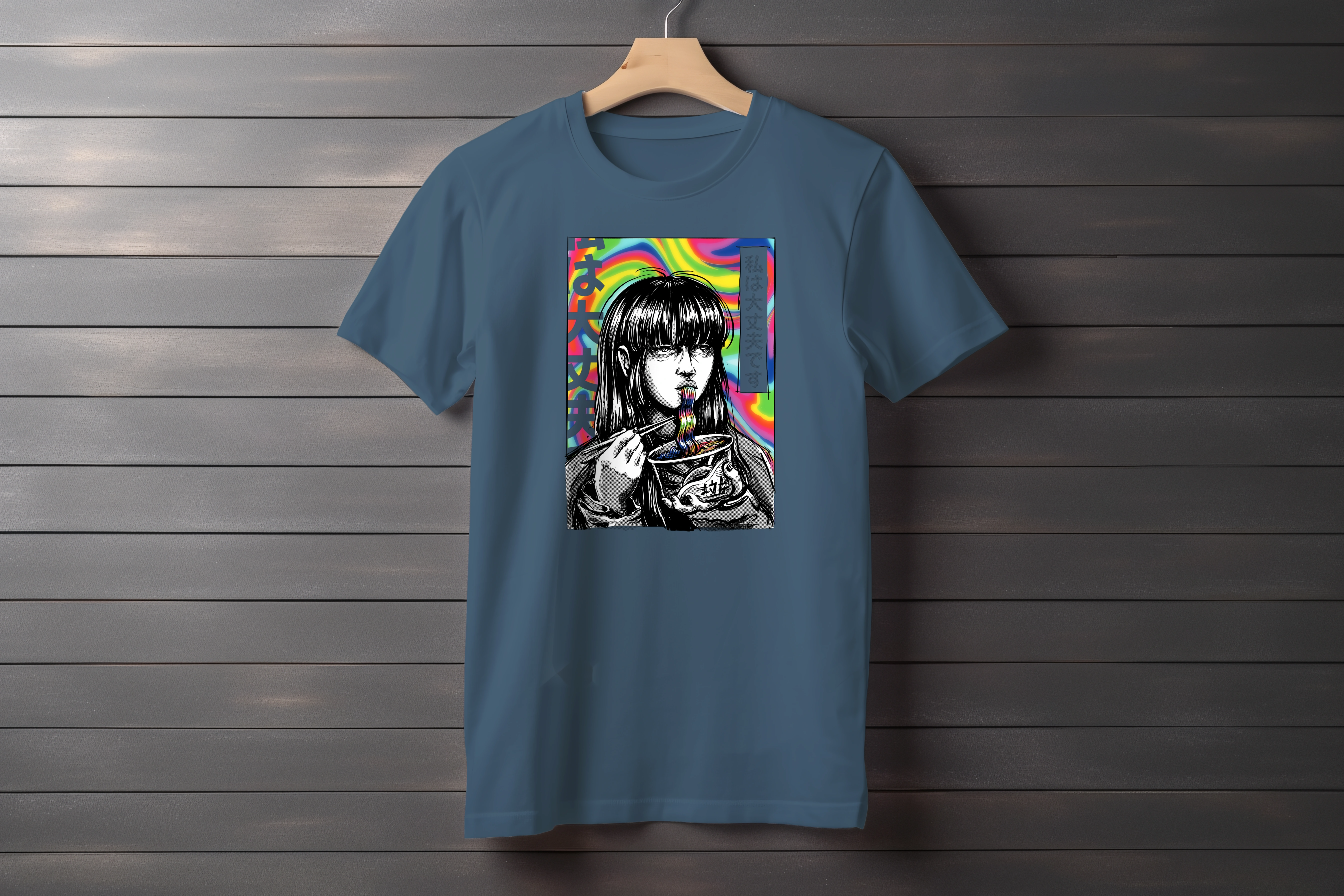 תצוגה חלופית של חולצה יפנית קומיקס פסיכודלי