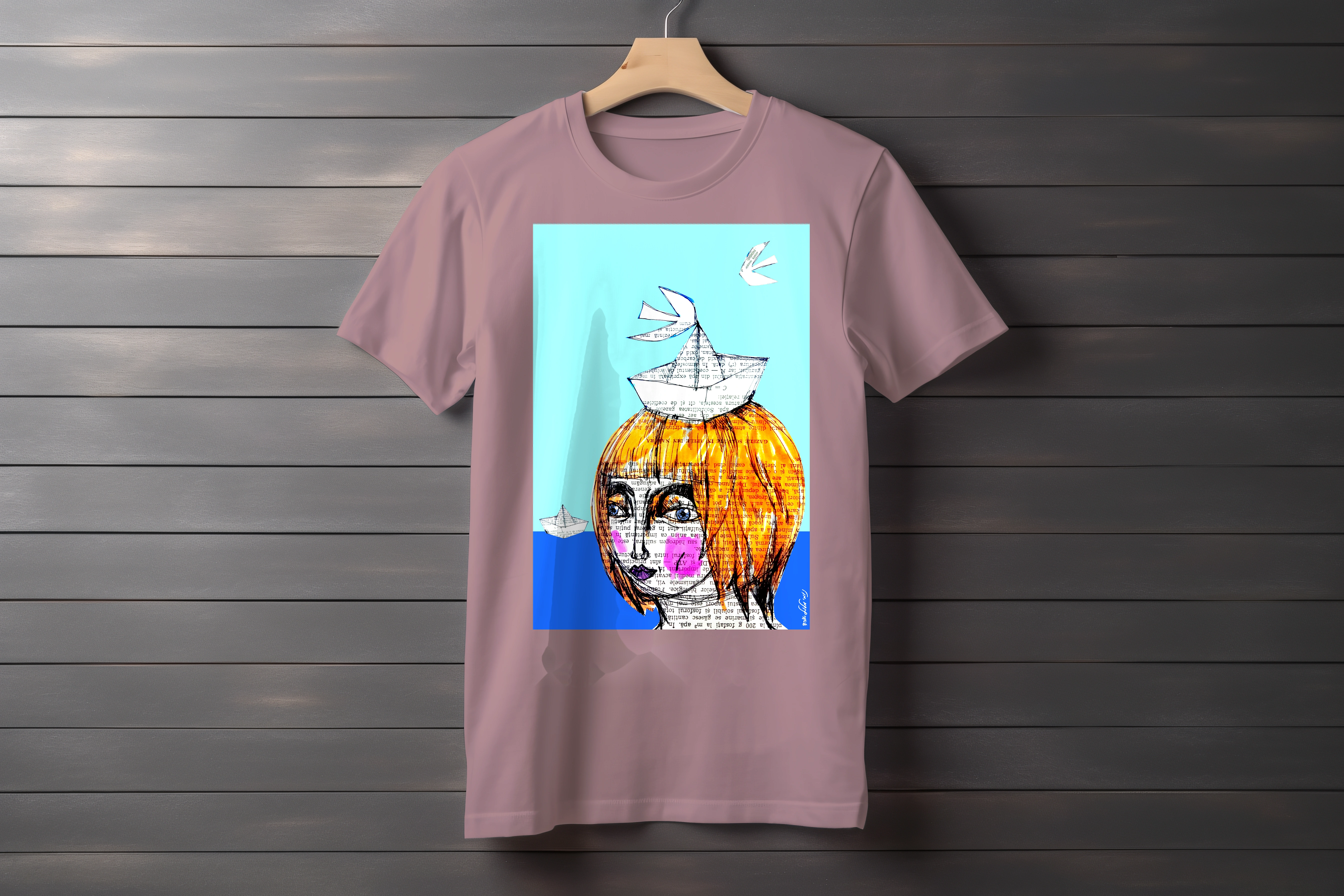 תצוגה חלופית של חולצה אישה עם סירת נייר