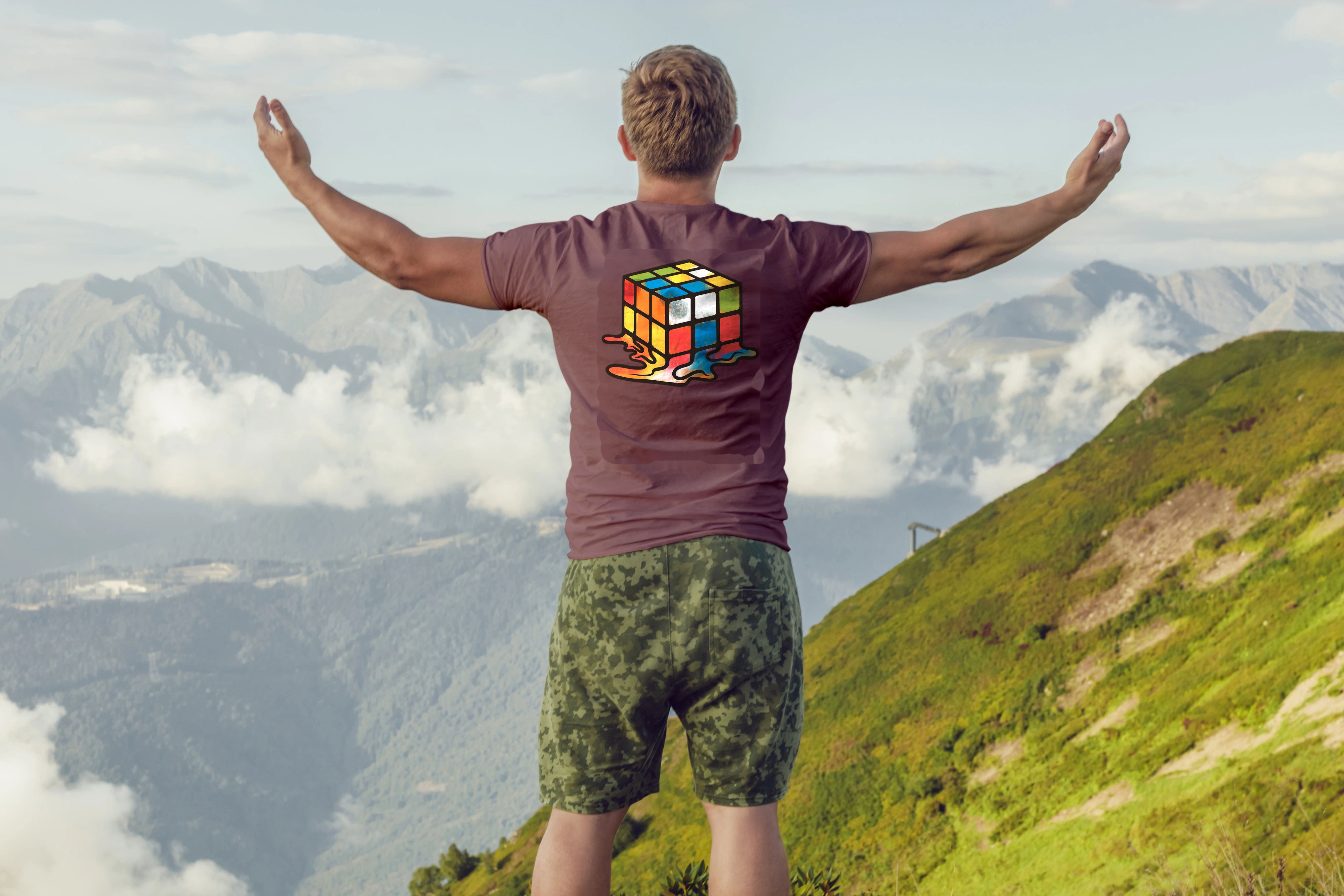 תצוגה חלופית של חולצה melted rubik cube